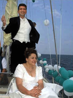 Pauline Landry and Robert Lange June 30th, 2001 on the sailboat El Rio in Shediac Bay N.B. A Viktor Pivovarov/Times & Transcript Photo.
